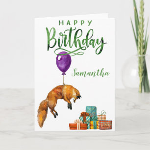 Carte Joyeux Anniversaire Renard Mignon Personnalisé 