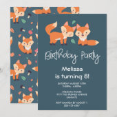 Carte Joyeux Anniversaire Renards Orange Mignons (Devant / Derrière)