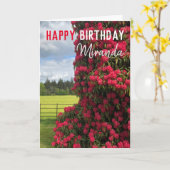 Carte Joyeux anniversaire - Rhododendron et vue Pittores (Fleur jaune)