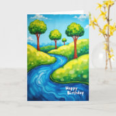 Carte Joyeux Anniversaire River Hills (Fleur jaune)