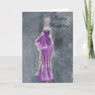 Carte Joyeux anniversaire (robe pourpre)