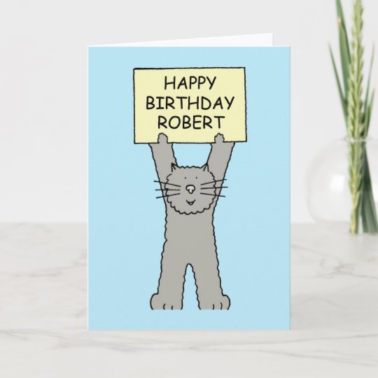 Carte Joyeux Anniversaire Robert Cartoon Cat Zazzle Be