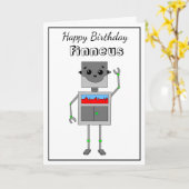 Carte Joyeux anniversaire Robot thème avec coloration Pa (Fleur jaune)