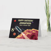 Carte Joyeux anniversaire Rocket Space Universe Personna (Devant)