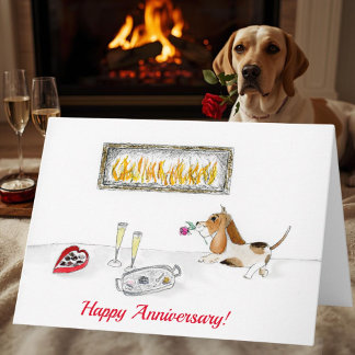 Carte Joyeux Anniversaire Romantique Chien de Chasse