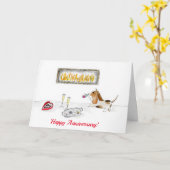 Carte Joyeux Anniversaire Romantique Hound Dog (Fleur jaune)