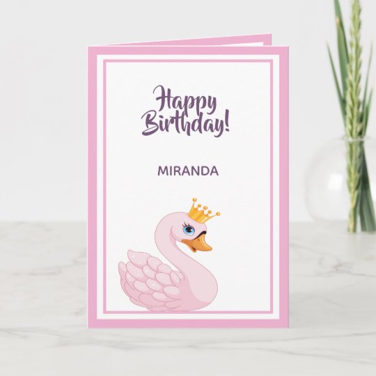 Carte Joyeux Anniversaire Rose Cygne Princesse Sur Blanc Zazzle Be