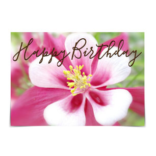 Carte "Joyeux Anniversaire" rose et blanc