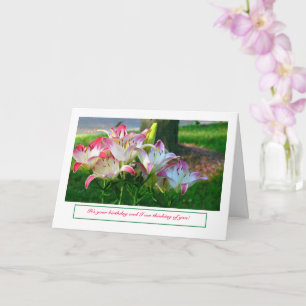 CARTE JOYEUX ANNIVERSAIRE/ROSE ET JOURS BLANCS