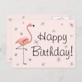 Carte "Joyeux Anniversaire !" rose flamant (Devant / Derrière)