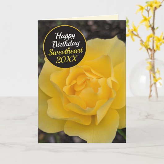 Carte Joyeux Anniversaire Rose Jaune Rêveuse (Fleur jaune)
