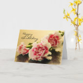 Carte Joyeux Anniversaire rose oeillets Floral (Fleur jaune)