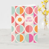 Carte Joyeux anniversaire | Rose orange bleu géométrique (Fleur jaune)