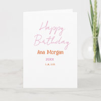Joyeux Anniversaire Rose Orange Nom Simple Année L