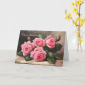 Carte Joyeux Anniversaire Roses roses roses (Fleur jaune)