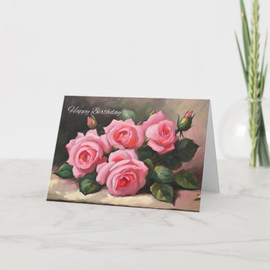 Carte Joyeux Anniversaire Roses roses roses (Devant)