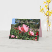 Carte Joyeux anniversaire Roses roses roses dans le jard (Fleur jaune)