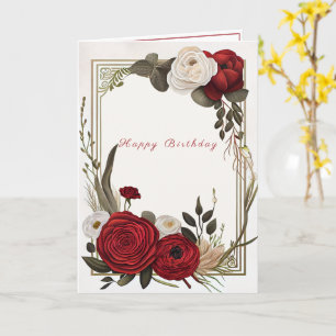 Carte Joyeux Anniversaire Roses Rouges Blanches
