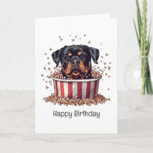 Carte Joyeux Anniversaire Rottweiler Chien Movie Popcorn