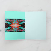 Carte Joyeux Anniversaire Rouge Aqua Black Tissu (Intérieur)