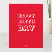 Carte Joyeux anniversaire, Rouge blanc moderne audacieux (Dos)