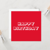 Carte Joyeux anniversaire, Rouge blanc moderne audacieux (Devant/Arrière en situation)