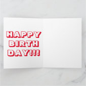 Carte Joyeux Anniversaire, Rouge blanc moderne gras (Intérieur)