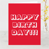 Carte Joyeux Anniversaire, Rouge blanc moderne gras (Fleur jaune)