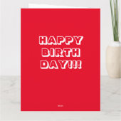 Carte Joyeux Anniversaire, Rouge blanc moderne gras (Dos)