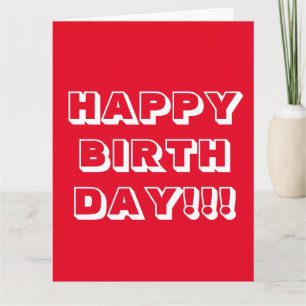 Carte Joyeux Anniversaire, Rouge blanc moderne gras