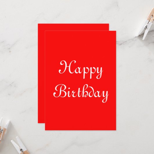 Carte Joyeux anniversaire. Rouge et blanc. Personnalisé (Devant/Arrière en situation)