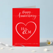 Carte Joyeux anniversaire Rouge et blanc Script