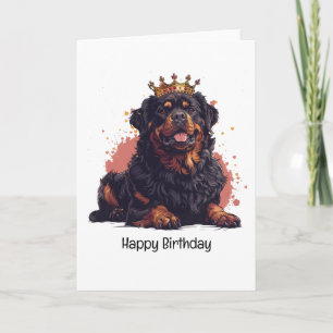 Carte Joyeux anniversaire Royal Rottweiler Chien Reine C