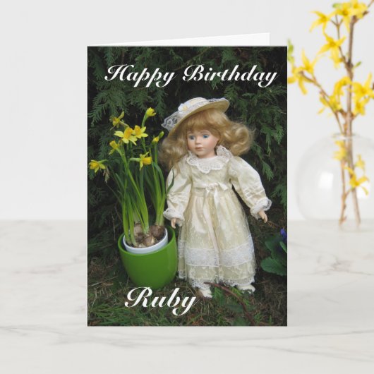 Carte Joyeux anniversaire Ruby (Fleur jaune)
