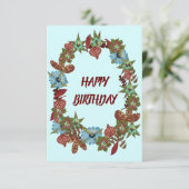 Carte Joyeux anniversaire Rustic Flower Garland Salutati (Debout devant)