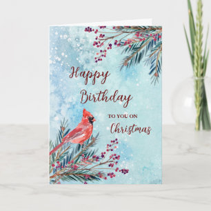 Carte Joyeux anniversaire rustique à Noël