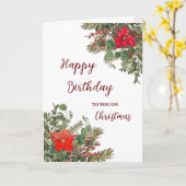Carte Joyeux anniversaire rustique à Noël (Fleur jaune)