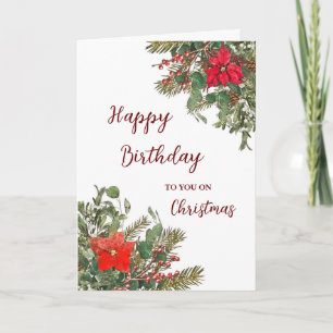 Carte Joyeux anniversaire rustique à Noël