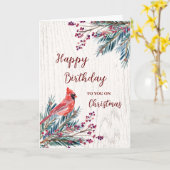 Carte Joyeux anniversaire rustique à Noël (Fleur jaune)