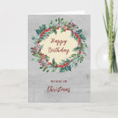 Carte Joyeux anniversaire rustique à Noël (Devant)