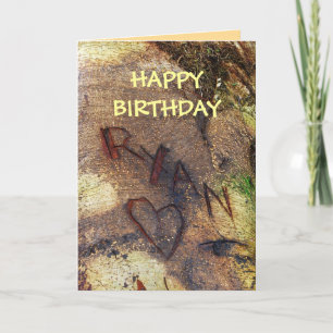 Carte Joyeux anniversaire Ryan Love Tree Carving Card