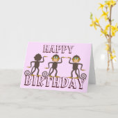 Carte Joyeux anniversaire safari girly rose (Fleur jaune)