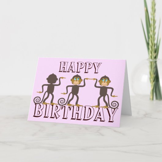 Carte Joyeux anniversaire safari girly rose (Devant)
