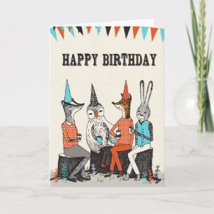 Carte Joyeux anniversaire - salutations mignonnes