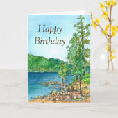 Carte Joyeux anniversaire Sand Harbour Lake Tahoe Peintu (Fleur jaune)