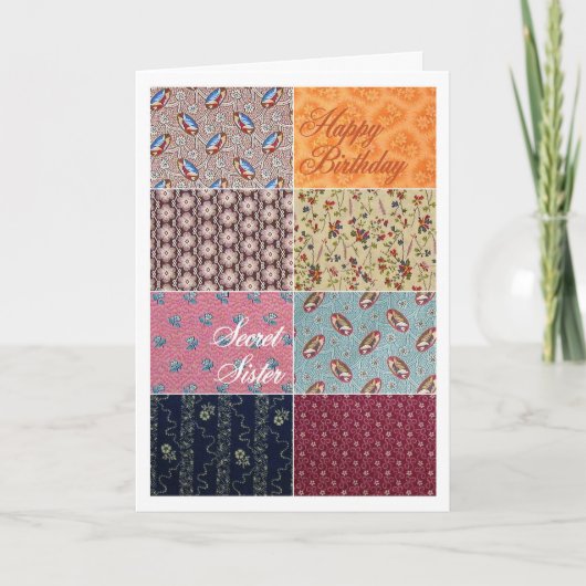 Carte Joyeux Anniversaire Secret Soeur Crazy Quilt (Devant)
