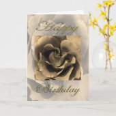 Carte Joyeux anniversaire Sepia Rose (Fleur jaune)