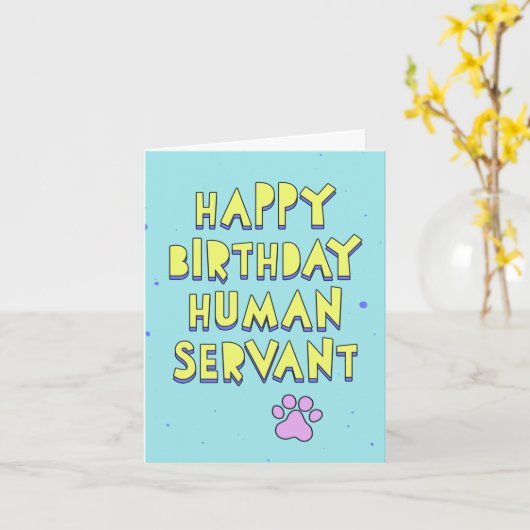 Carte Joyeux anniversaire, serviteur humain, message per (Fleur jaune)