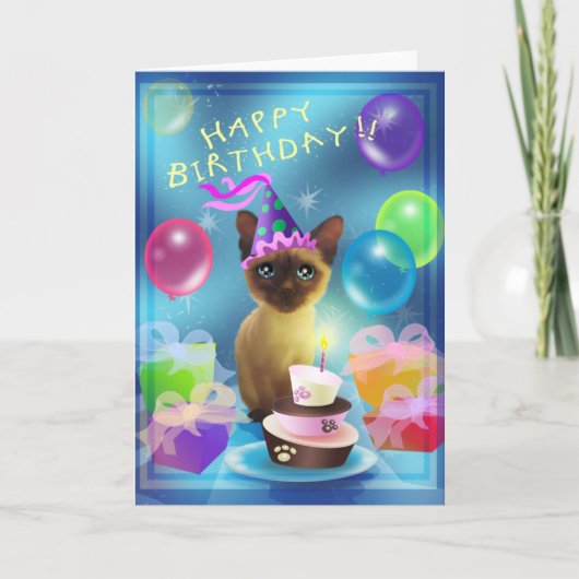 Carte Joyeux anniversaire Siamese Kitten (Devant)
