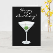 Carte Joyeux Anniversaire Simple Martini verre avec Oliv (Fleur jaune)